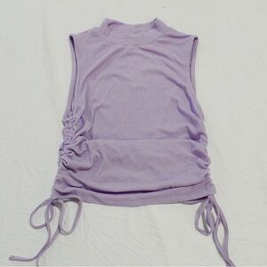 Love Ellie Women's Armory Cropped Ruched Side Detail Knit Top EJ2 Purple Medium